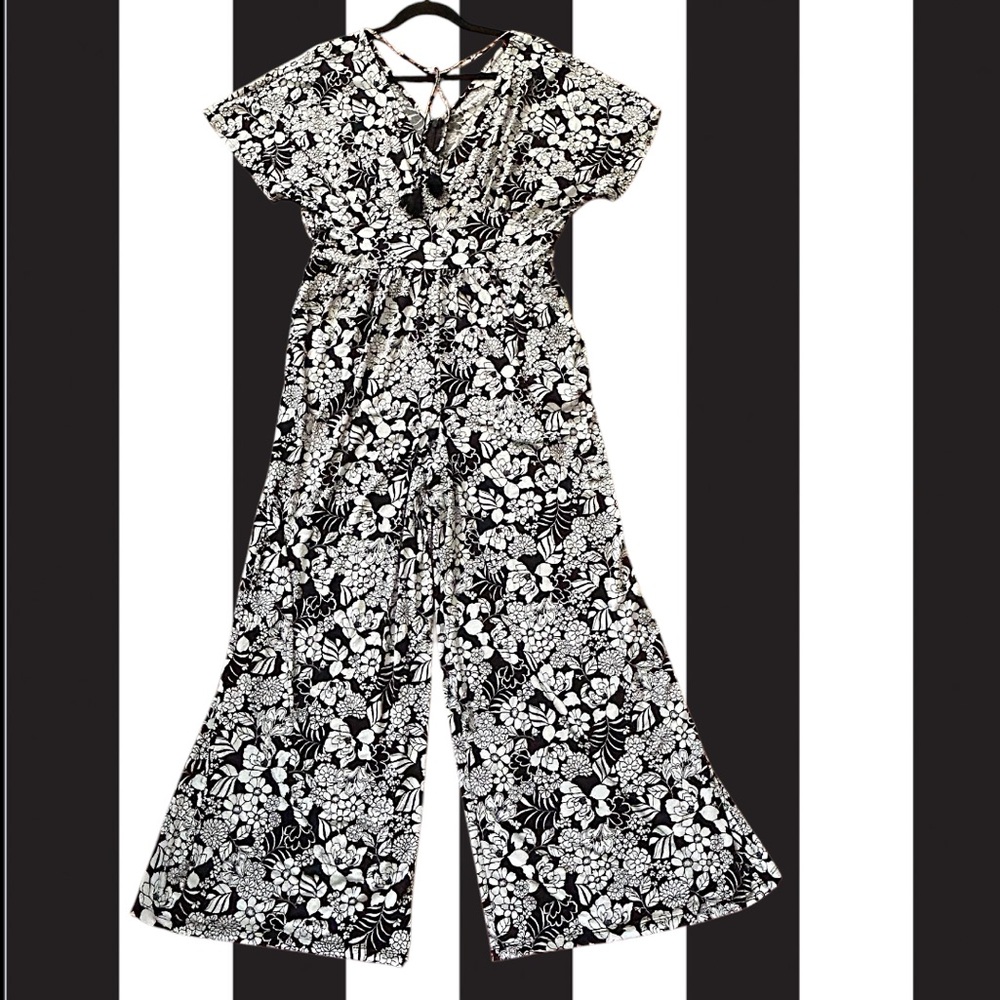 Cato Black & White Floral Jumpsuit